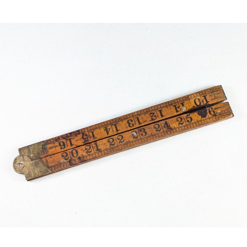 Antique 36" Rabone brass bound boxwood folding ruler Made in England, no. 1167